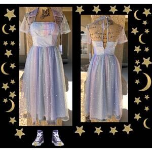 Unique Village Rainbow Pastels Ombre Tulle Midi Dress Size S/4